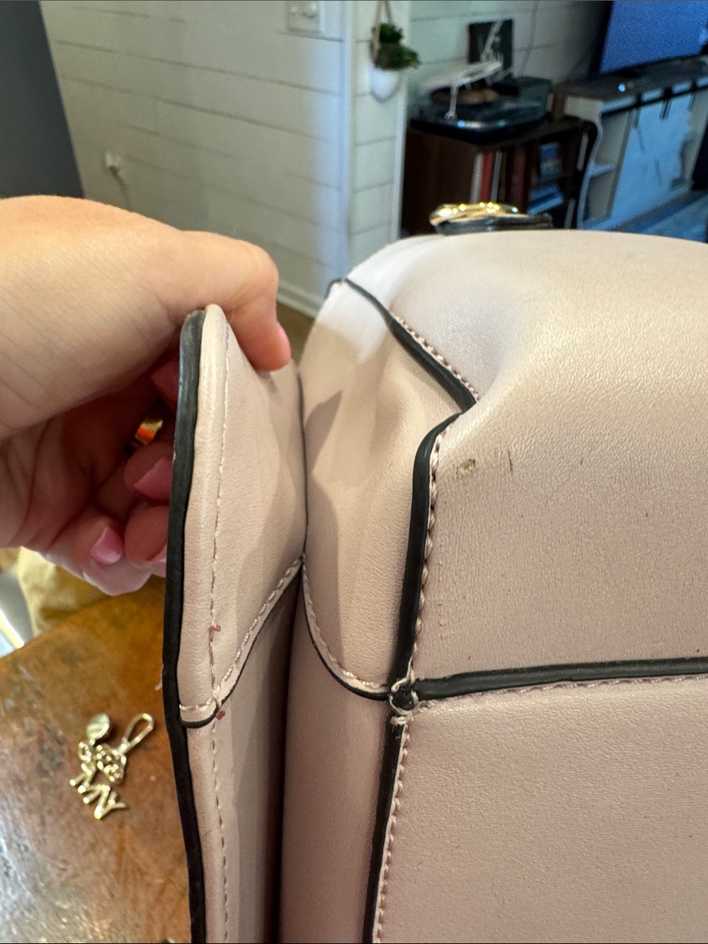 Andrew Marc Pale Pink Floral Perforated Satchel - Picture 10 of 16